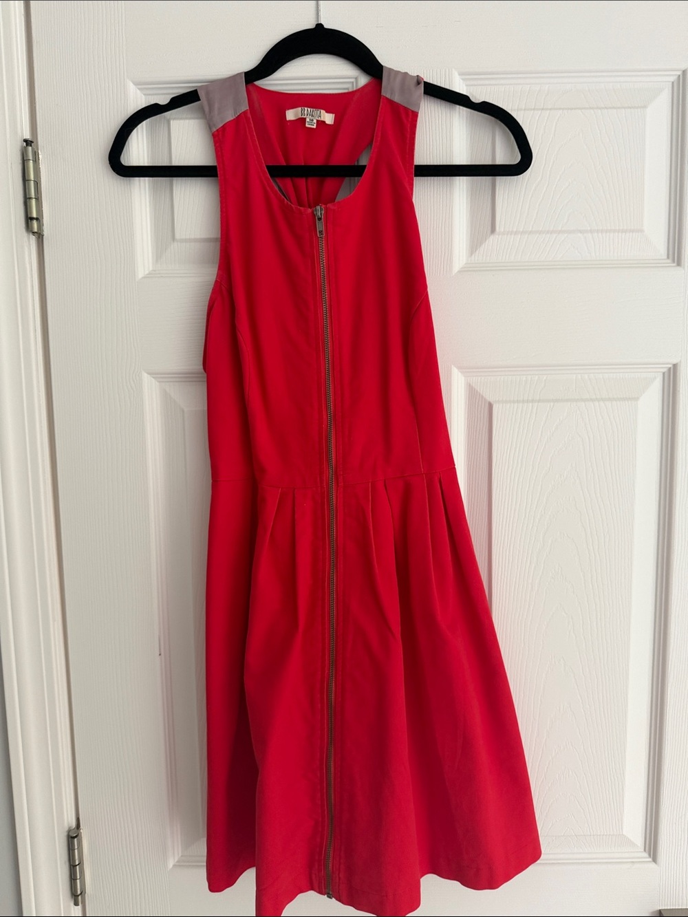 BB Dakota Red Dress with Gray Shoulder Accents